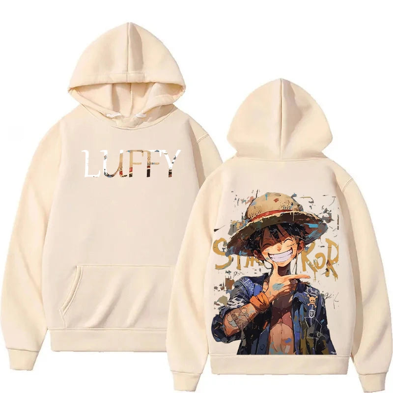 One Piece Luffy Anime Hoodie for Men and Women, Oversized Harajuku Y2K Pullover Sweatshirt, Casual Sports Hoodie
