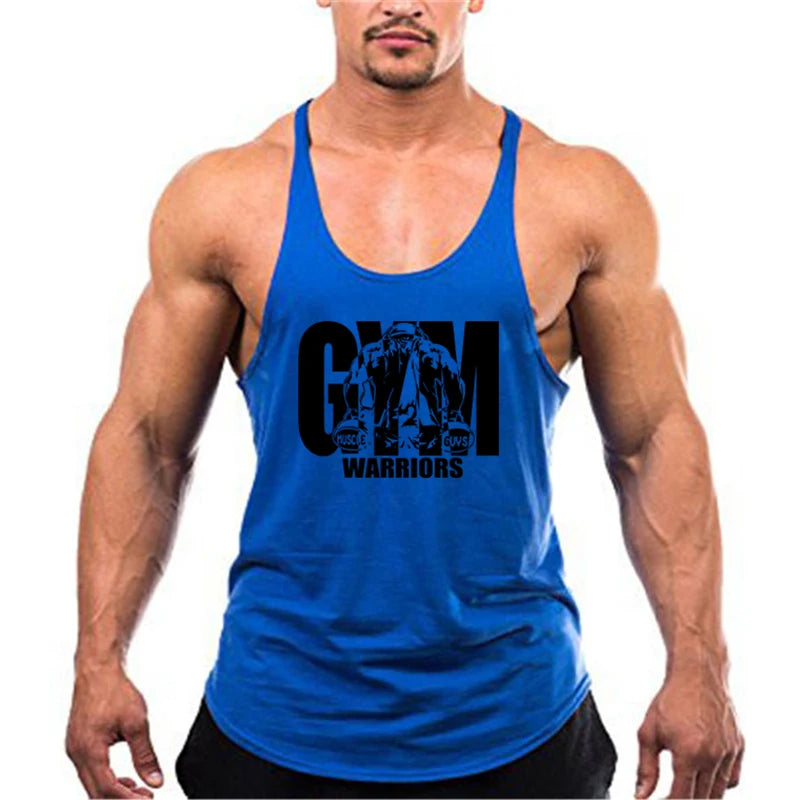 Men&#39;s Fitness Tank Tops – Cotton, Breathable Gym Vests for Bodybuilding, Summer Sleeveless Y-Back Sportswear.