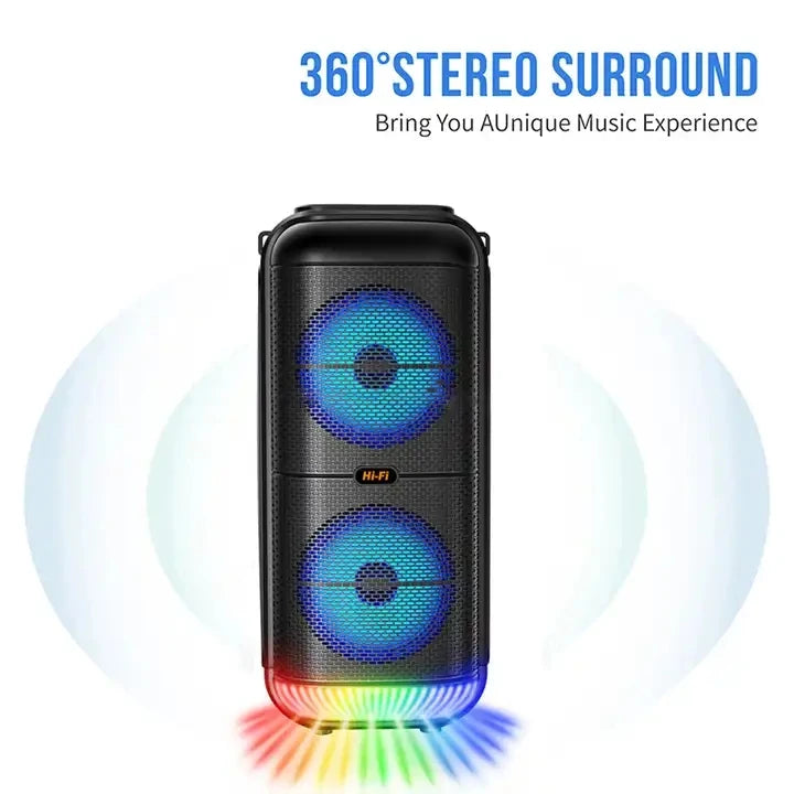 Super Large Outdoor Bluetooth Speaker - 1200W Power, Portable Column with Mic