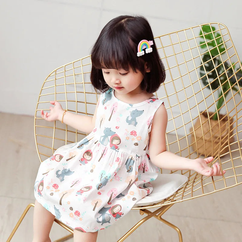 Cotton Summer Dress for Girls – Sleeveless Floral Princess Party Outfit, Perfect Kids Clothing