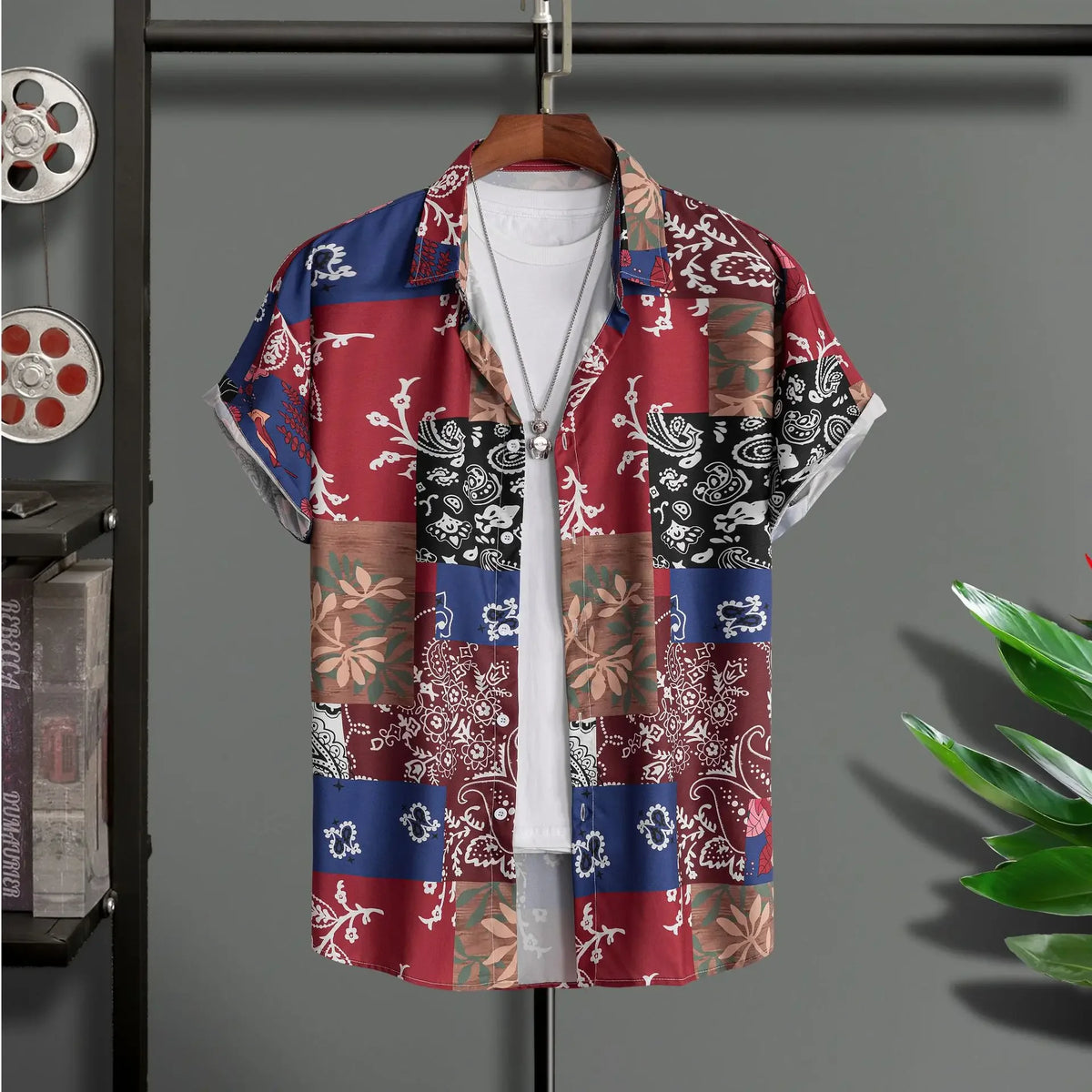 Men's Hawaiian Floral Print Shirt, Casual Short Sleeve Button-Up, Lightweight Beach Holiday Summer Wear