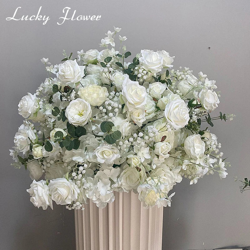 Customized White Silk Hydrangea Flower Ball: Wedding Table Centerpiece Decoration