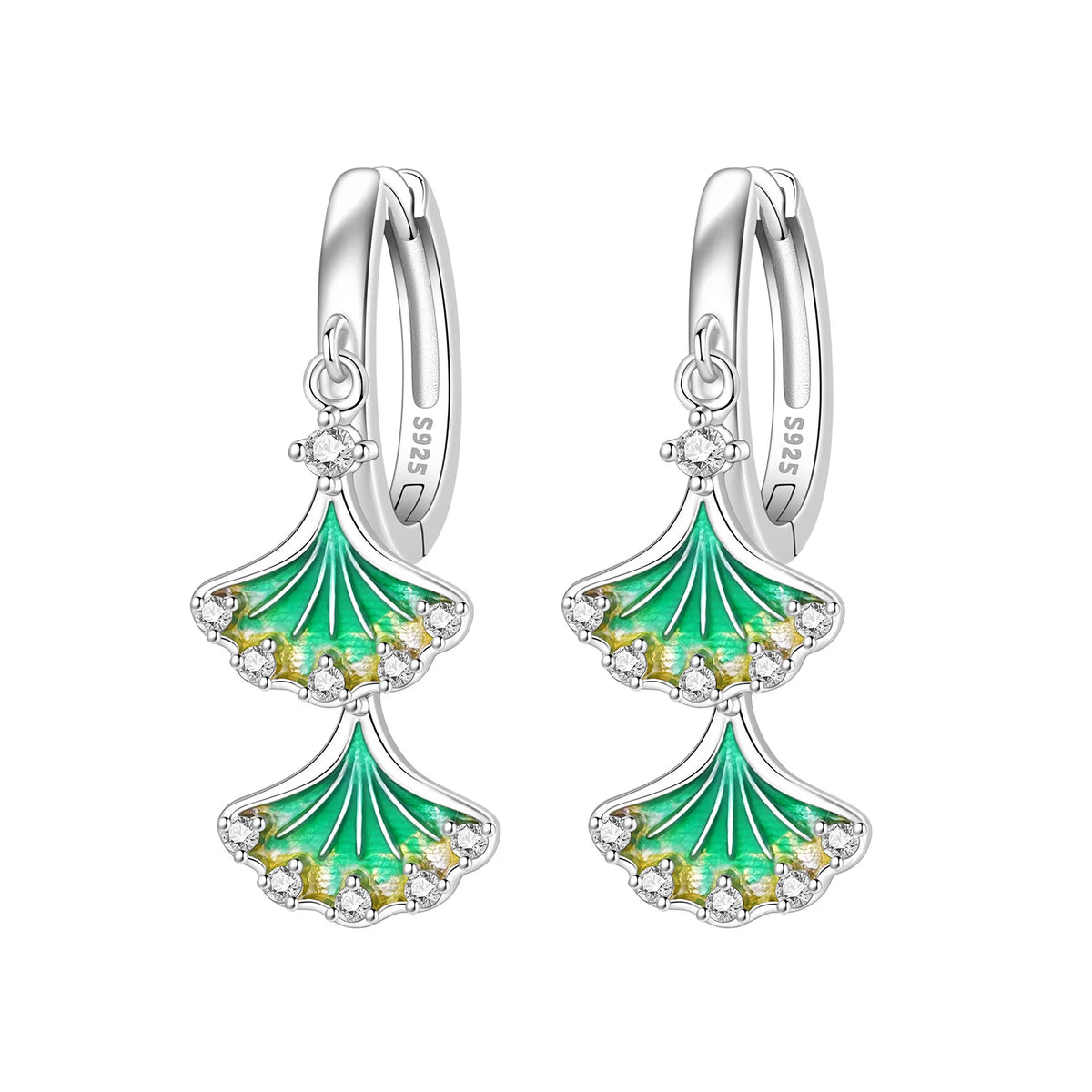 Original 925 Sterling Silver Pink Paw Print Earrings with Zircon, Heart Flower and Leaf Design, Elegant Women's Party Jewelry Gift
