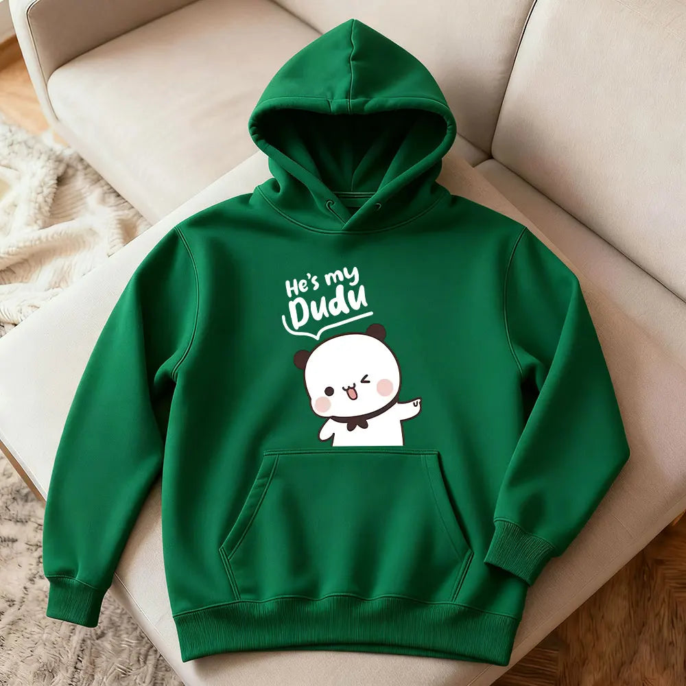 Bubu Dudu Bear Matching Couple Hoodies for Men and Women, Cute His and Hers Pullover Sweatshirts, Casual Fall Winter Outfit