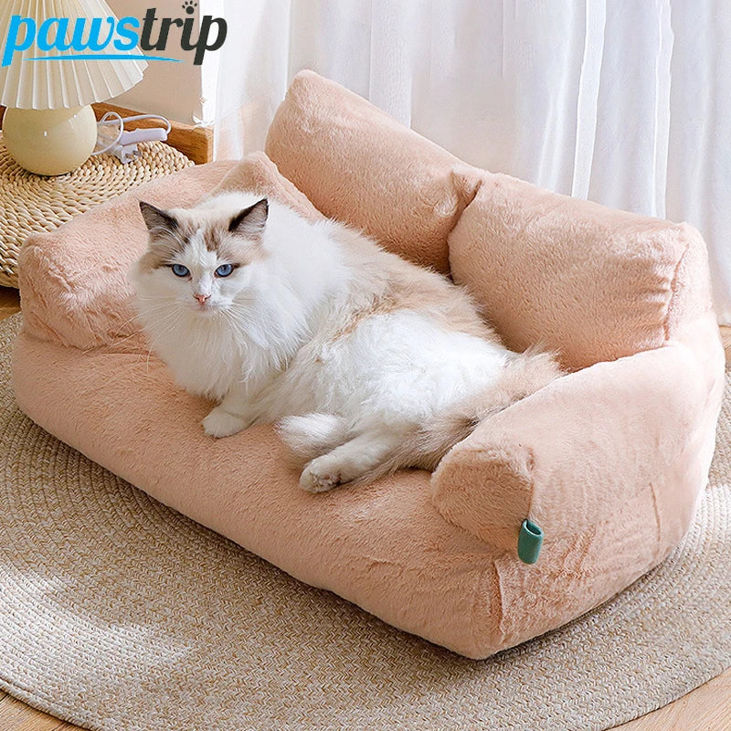 Luxury Plush Cat Bed Sofa: Cozy Winter Nest for Small to Medium Dogs and Cats