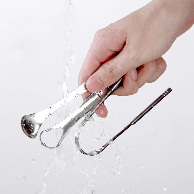 Stainless Steel Tongue Scraper - Oral Hygiene Cleaning Tool