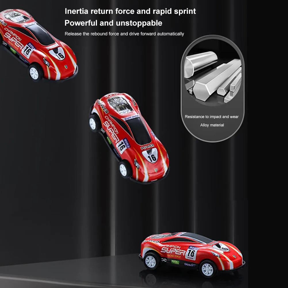 Mini Diecast Car Model Set with Storage Box: Inertia-Powered Vehicles for Kids