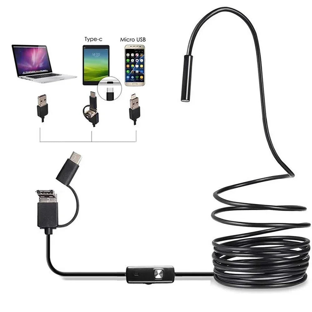 7MM Android Endoscope Camera – 3-in-1 USB/Micro USB/Type-C, IP67 Waterproof for Smartphones &amp; Computers