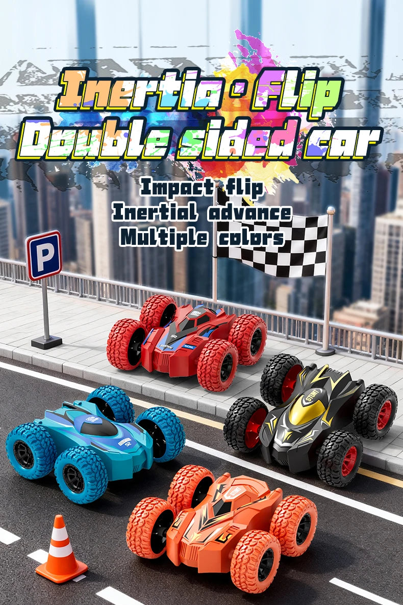 4-8 Pack 360° Stunt Cars for Kids, Friction-Powered Push-and-Go Toy Vehicles, Fun Gift for Toddlers