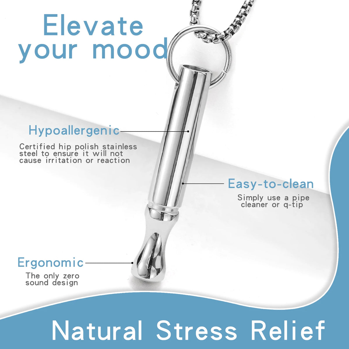 Mindfulness Breathing Necklace – Stainless Steel Stress Relief Pendant for Women and Men, Ideal for Anxiety Management