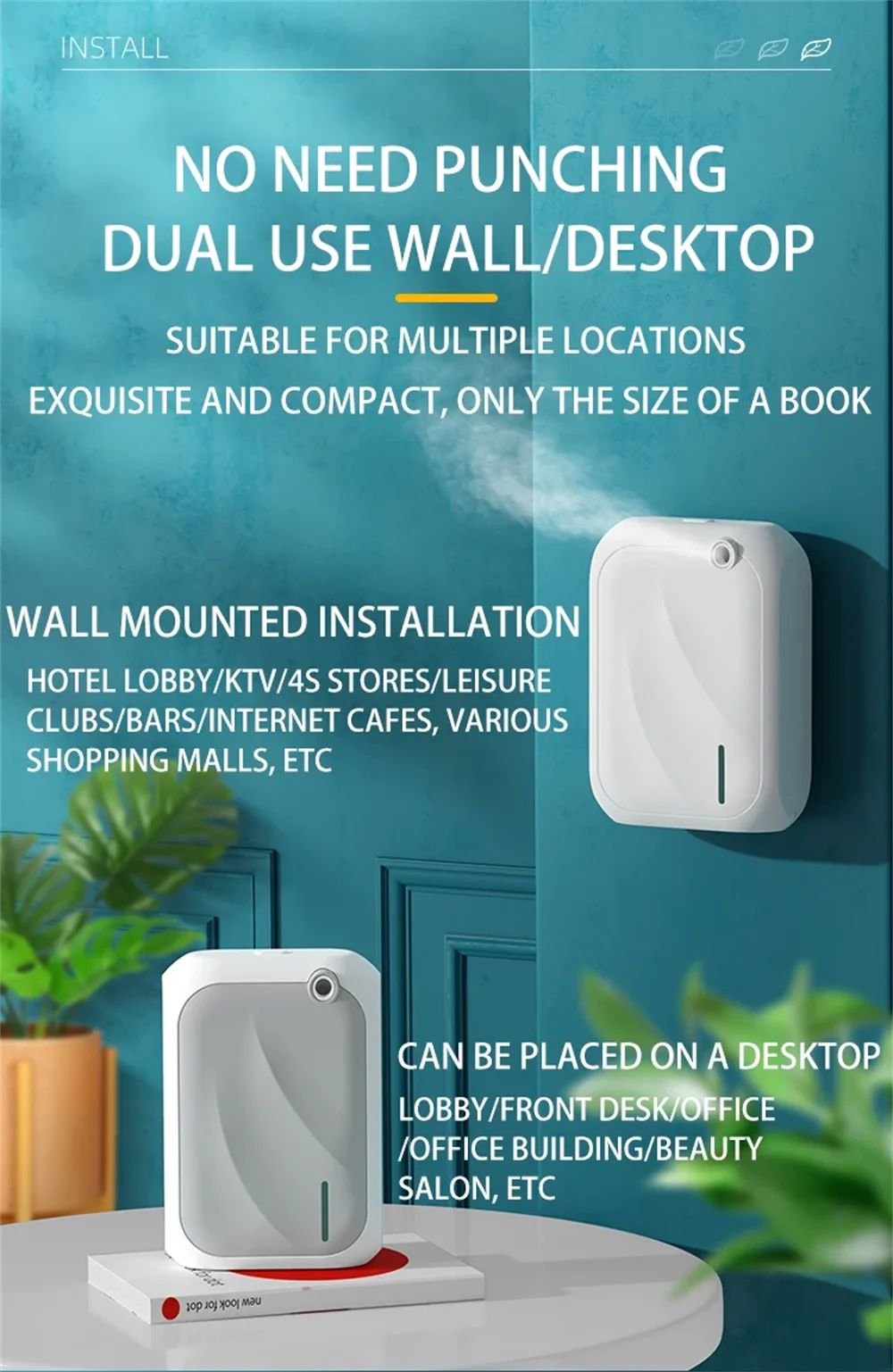 Wall-Mounted Aroma Diffuser - Bluetooth Controlled Essential Oil Diffuser for Home &amp; Hotel, Covers 200m³