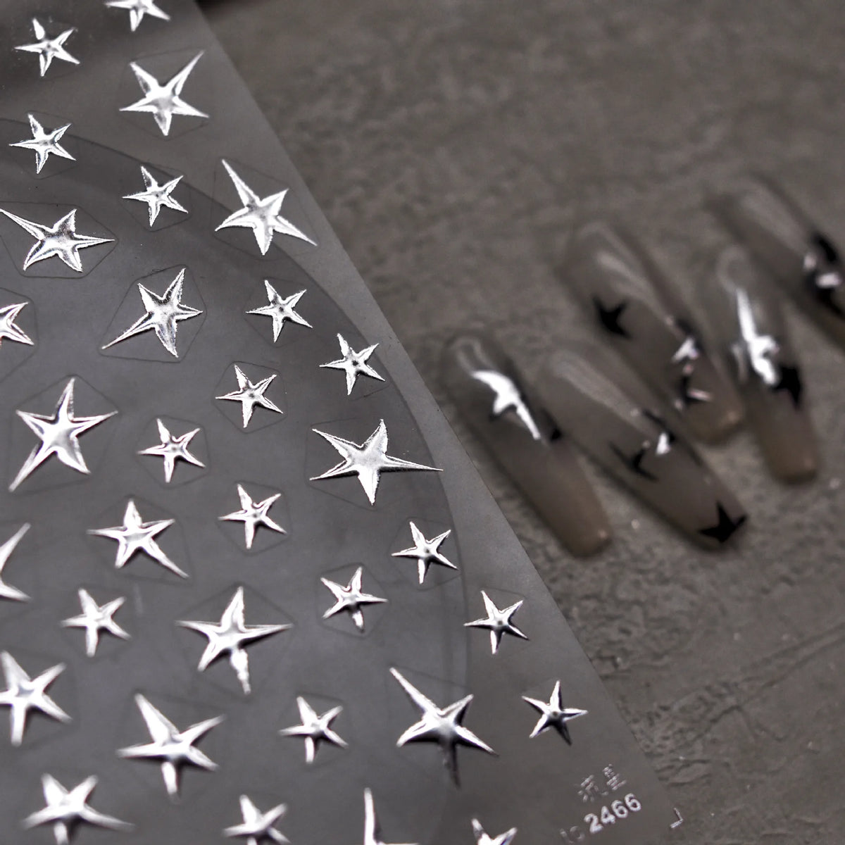 Holographic Silver Star Nail Stickers - Self-Adhesive DIY Manicure Decals