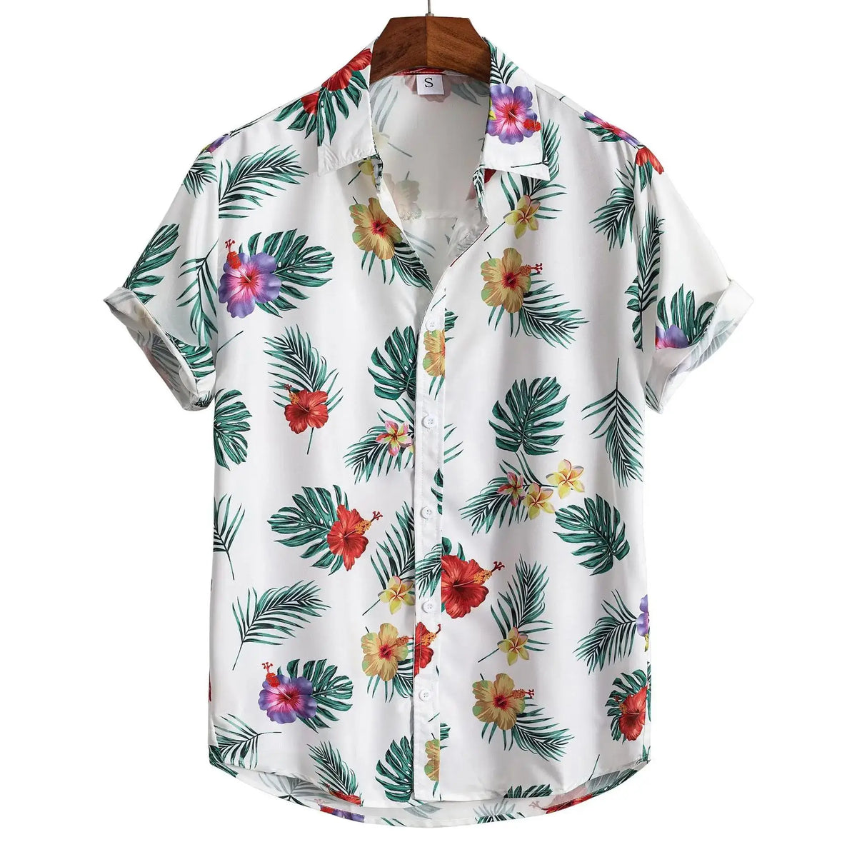 Men's Hawaiian Floral Print Shirt, Casual Short Sleeve Button-Up, Lightweight Beach Holiday Summer Wear