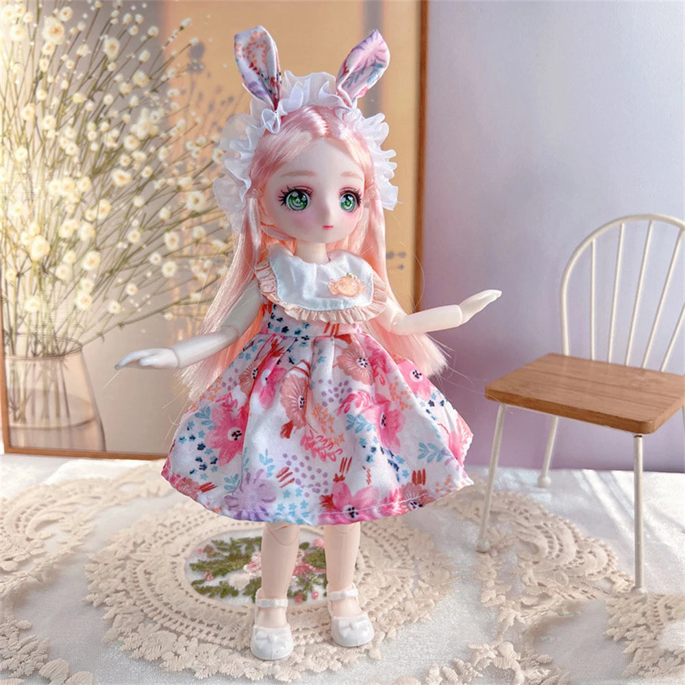 23cm BJD Doll with 3D Eyes and Movable Joints, DIY Dress-Up Doll with Clothes, Birthday Gift for Girls