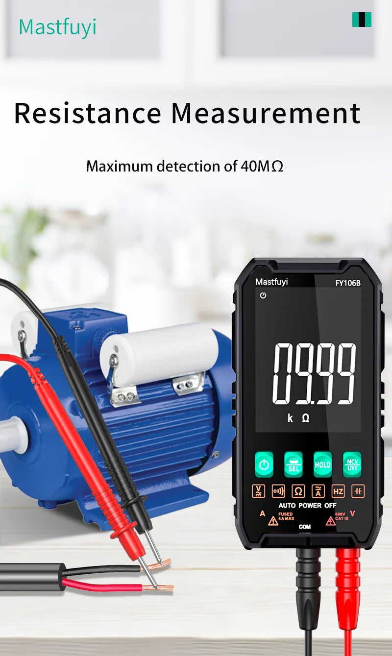 Mini Digital Multimeter – Smart Electrician Tester for DC/AC Voltage, Capacitance, Ohm, Hz, and NCV, Professional Multitester