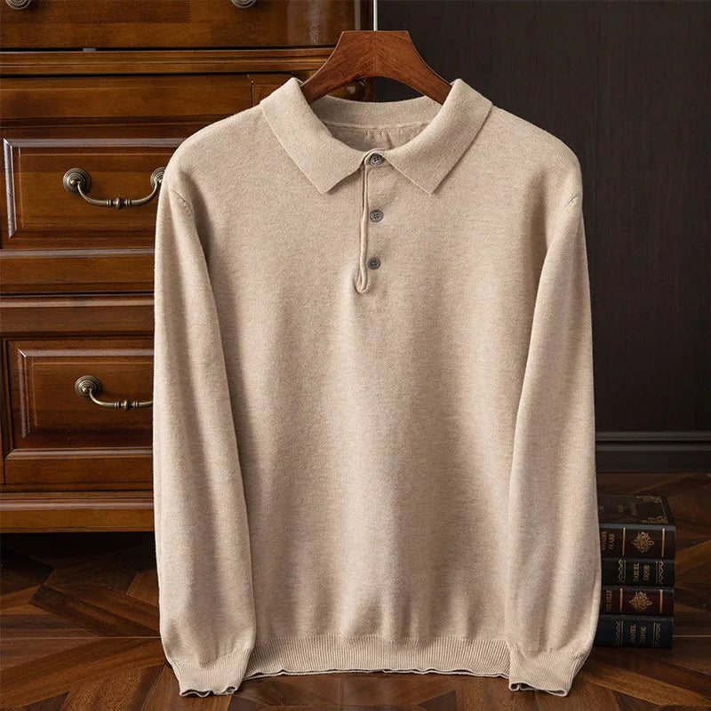 Soft Cashmere Sweater Men&#39;s Clothing Tops Autumn Winter Male Business Casual Polo Collar Knitted Pullover Spring