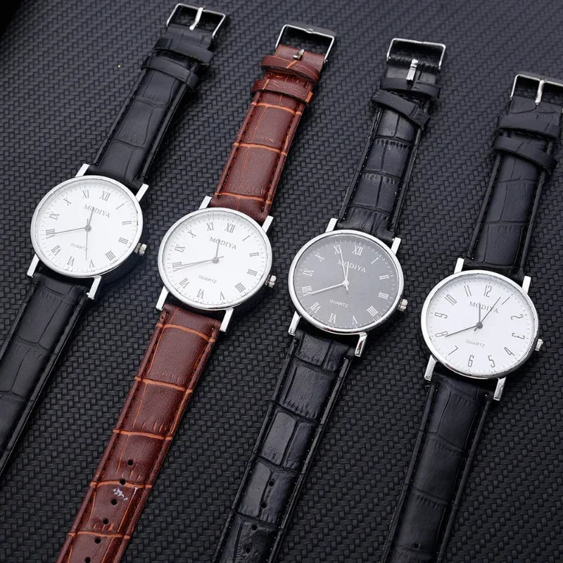 Luxury Quartz Analog Watch – Men&#39;s Business Wristwatch with Leather Strap, Casual &amp; Elegant Style for Men and Women