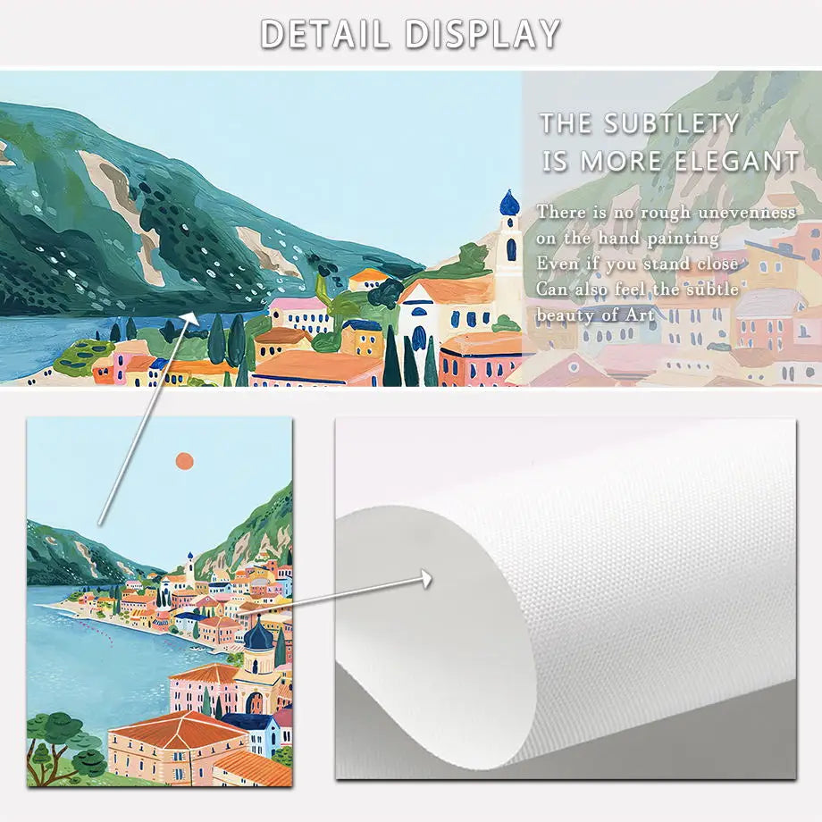 Amalfi Coast, Lake Garda, Sicily, Lake Como Art Print: Nordic Canvas Poster for Living Room Decor