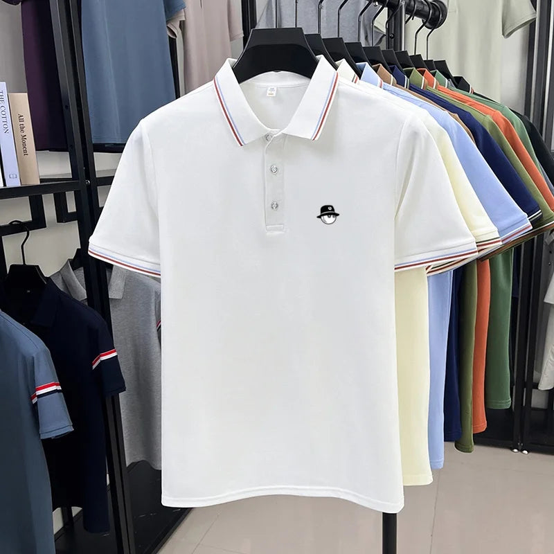 Men's Luxury Printed Polo Shirt, Breathable Short Sleeve Business Casual Tee, Premium Summer Fashion Top
