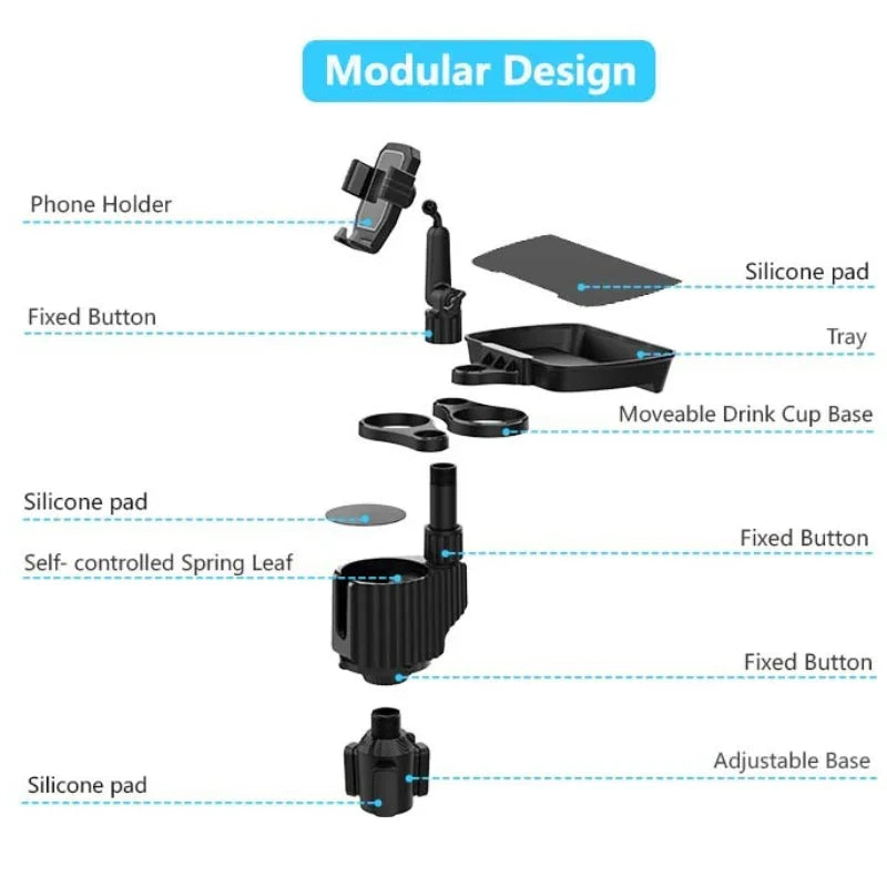 Rotatable Car Tray &amp; Storage Rack | Multi-Functional Cup &amp; Phone Holder