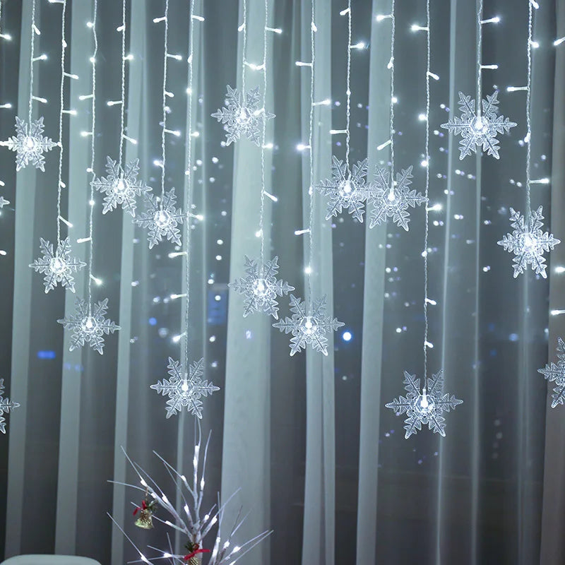 3.2M Christmas Snowflakes LED String Lights: Waterproof Fairy Curtain Lights for Holiday Decor