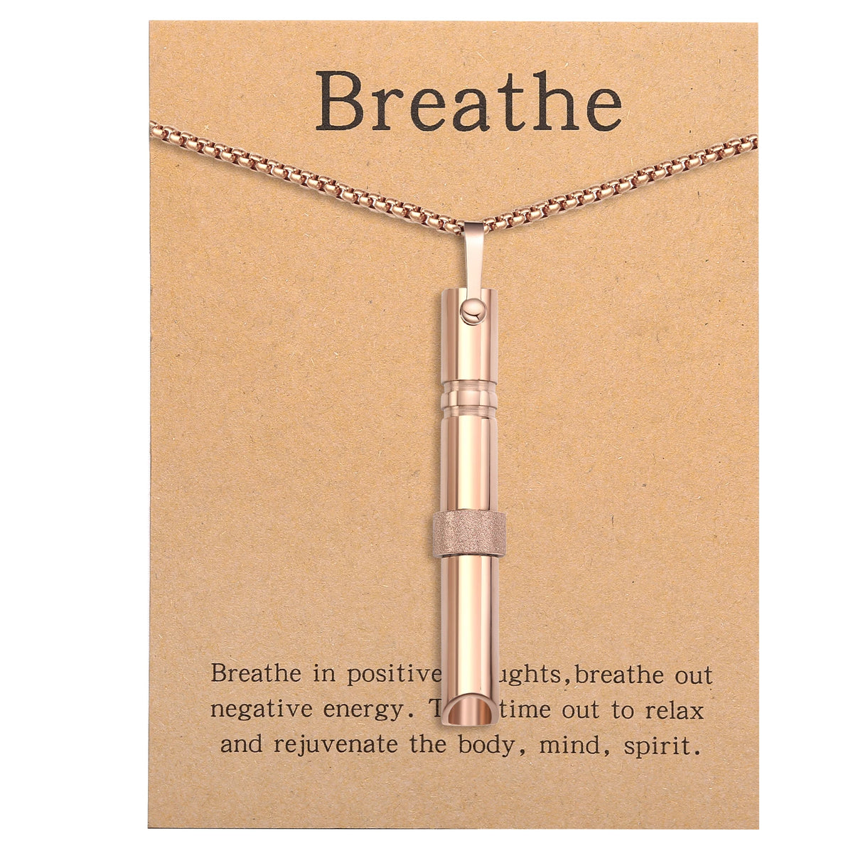 Mindfulness Breathing Necklace – Stainless Steel Stress Relief Pendant for Women and Men, Ideal for Anxiety Management