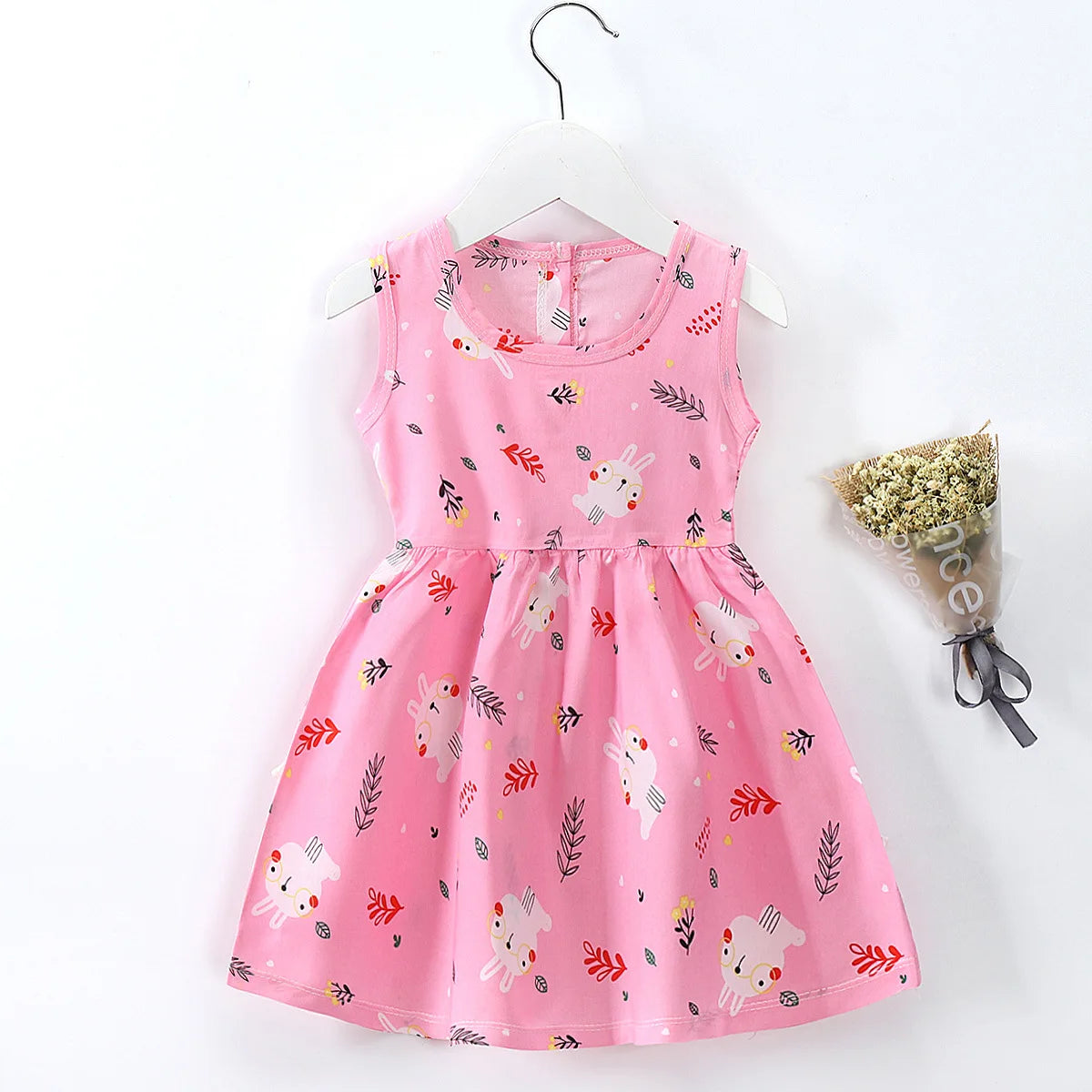 Cotton Summer Dress for Girls – Sleeveless Floral Princess Party Outfit, Perfect Kids Clothing