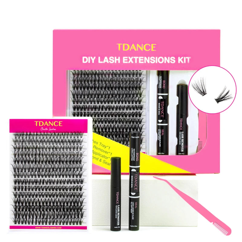 TDANCE 280PCS DIY Lash Extension Kit - Bond, Seal &amp; Remover for At-Home Application