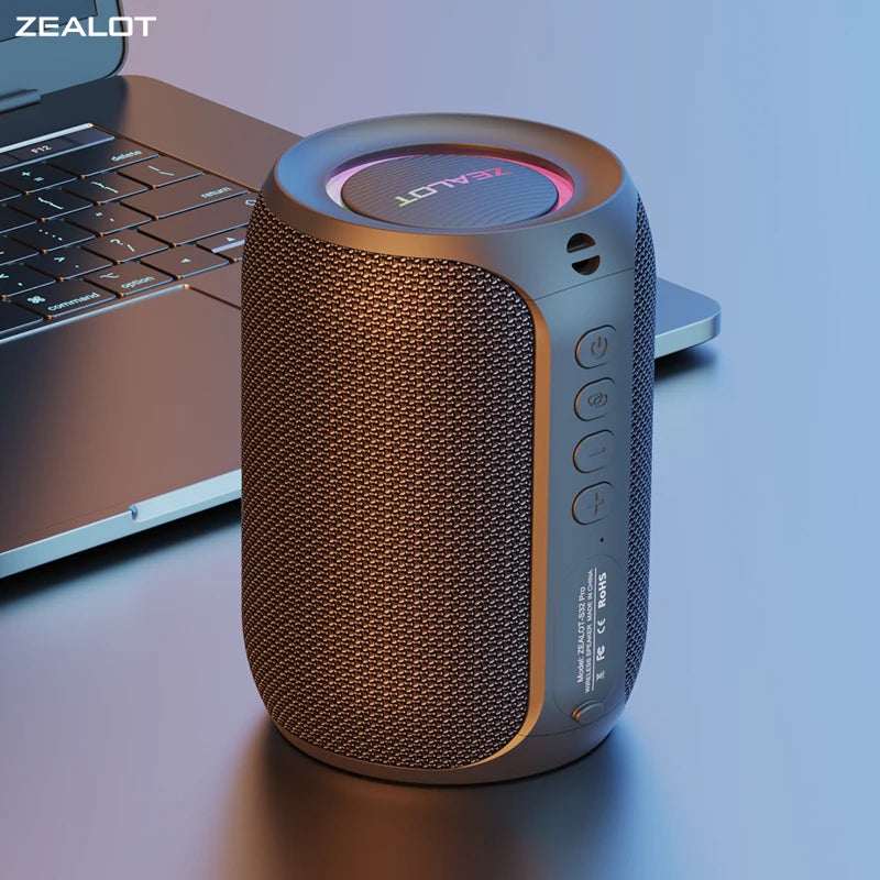 Zealot S32PRO Powerful Waterproof Bluetooth Speaker with Subwoofer and LED Lights