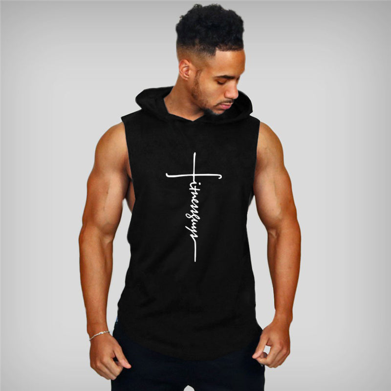 Fitness Guys Mens Hooded Tank Top Bodybuilding Stringer Hoodies Singlets Summer Gym Clothing Cotton Sports Sleeveless T Shirt