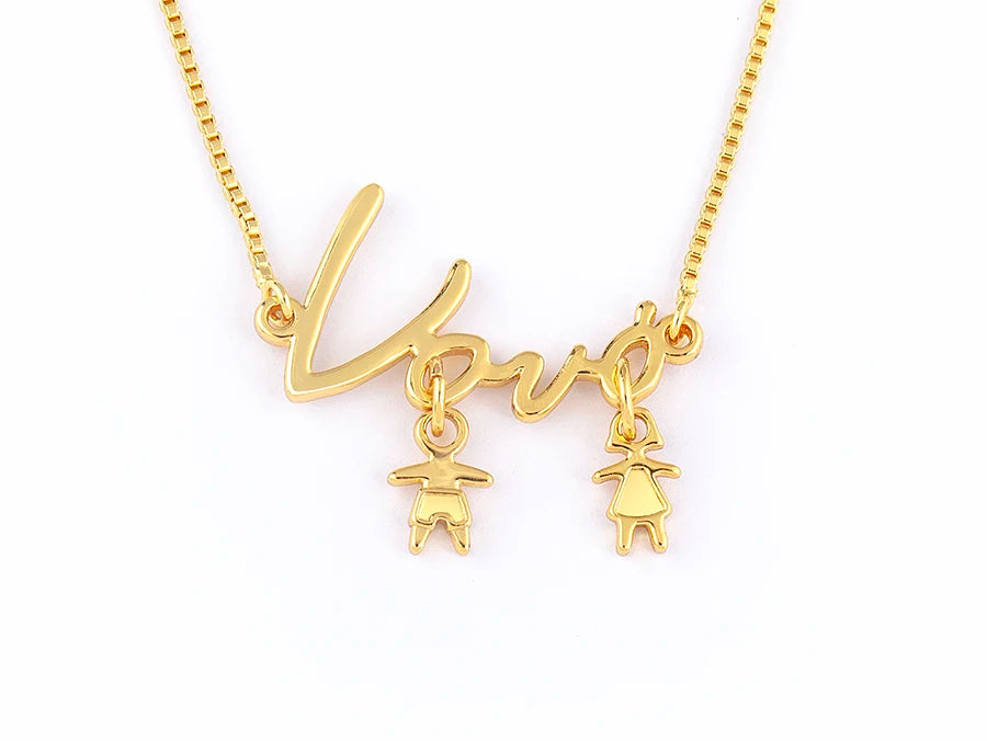 Nidin Gold-Plated Mom and Daughter Pendant Necklace with Cubic Zirconia, Elegant Mother's Day Jewelry Gift