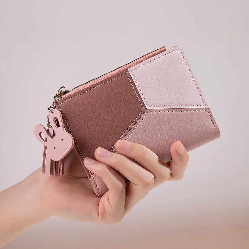 Women&#39;s PU Leather Wallet - Foldable Portable Card Holder &amp; Coin Purse