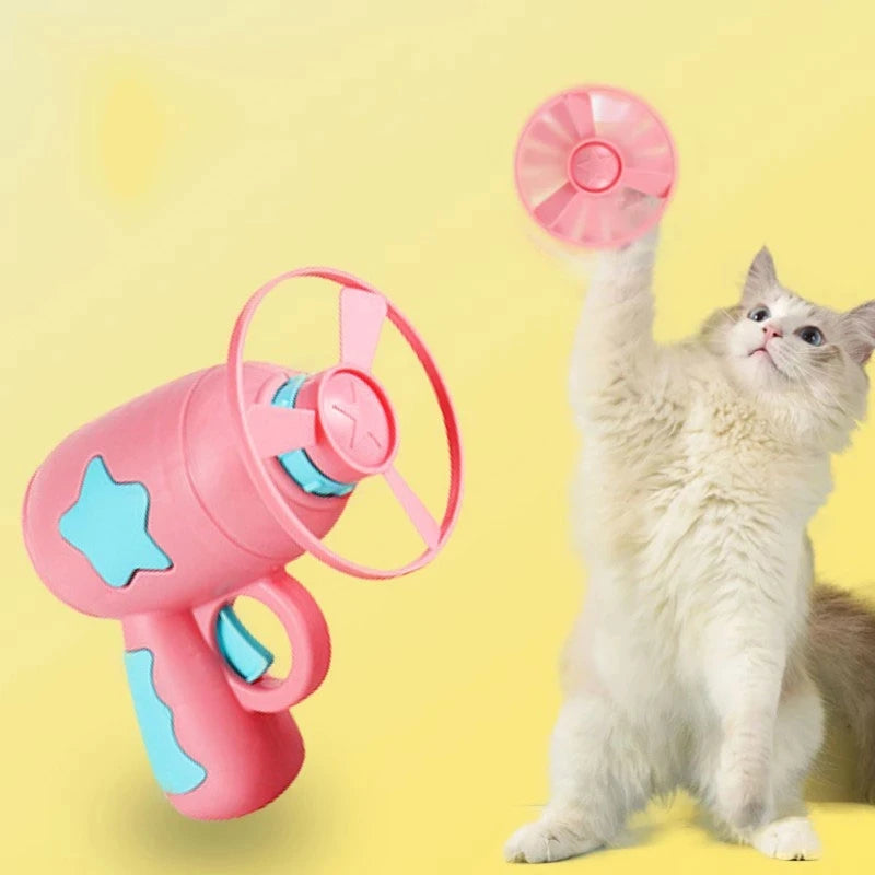 Interactive Cat Toy Set – 15 Flying Discs with Launcher for Fun &amp; Training