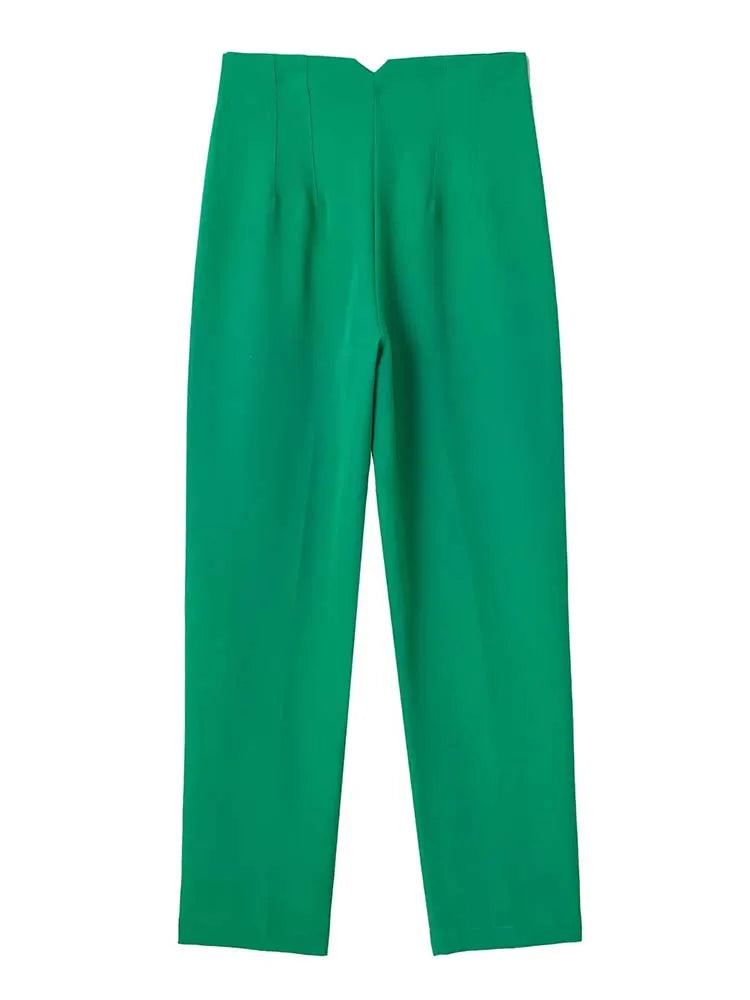 High-Waist Pencil Pants: Seam Detail Ankle Trousers for Autumn Office Wear