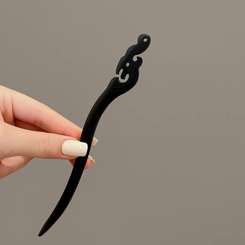 Simple Black Wood Hairpin – Elegant Hair Accessory for Women, Perfect for Everyday or Special Occasions