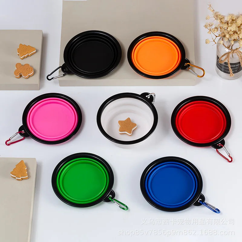 Large Collapsible Silicone Dog Bowl: Portable 350/1000ml Feeder Dish for Outdoor Travel