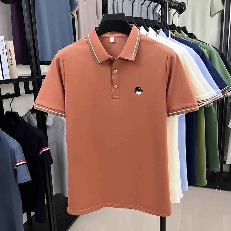 Men's Luxury Printed Polo Shirt, Breathable Short Sleeve Business Casual Tee, Premium Summer Fashion Top