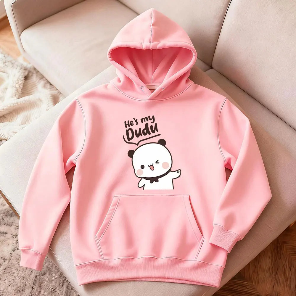 Bubu Dudu Bear Matching Couple Hoodies for Men and Women, Cute His and Hers Pullover Sweatshirts, Casual Fall Winter Outfit