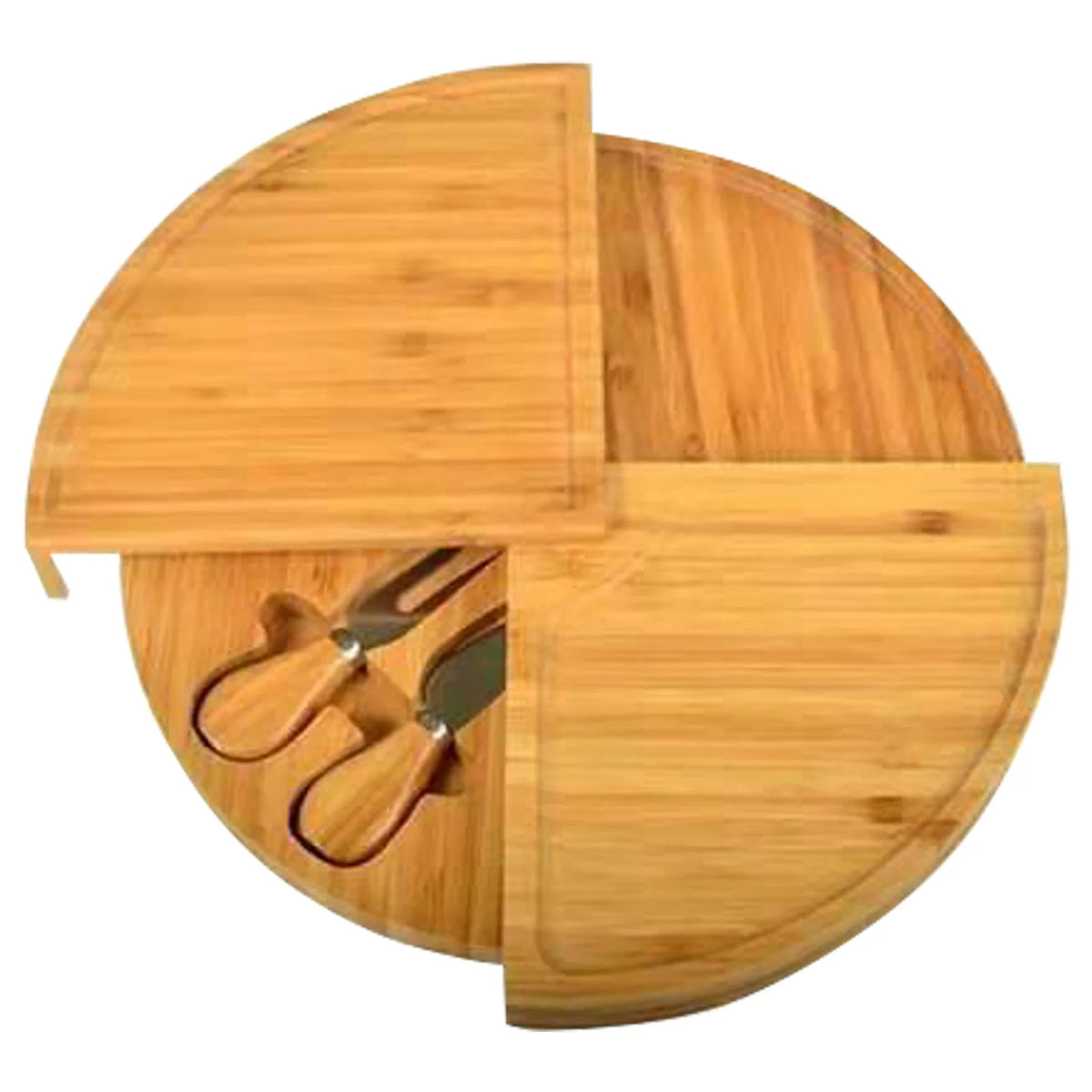 Bamboo Cheese Board with Knife Set (37 cm): Rotating Serving Plate for Entertaining and Perfect Gift Tool for Cheese Lovers