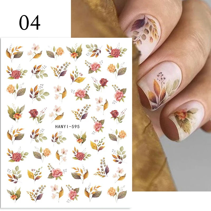 Succulent Plants 3D Nail Sticker - Spring Floral DIY Decoration