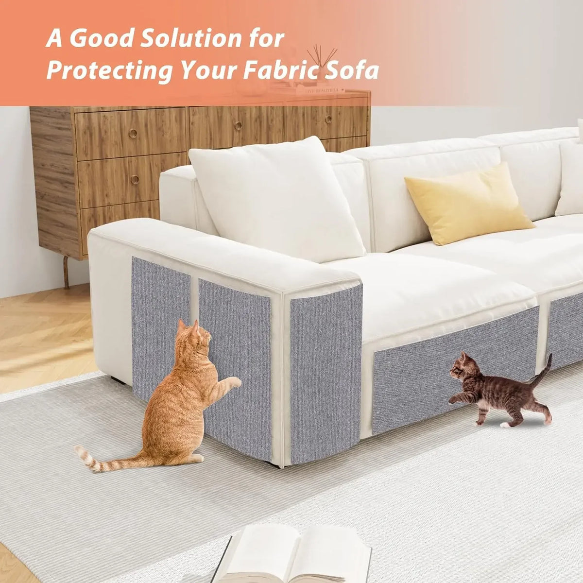 Self-Adhesive Cat Scratching Mat: Trimmable Carpet for Furniture Protection Against Scratching