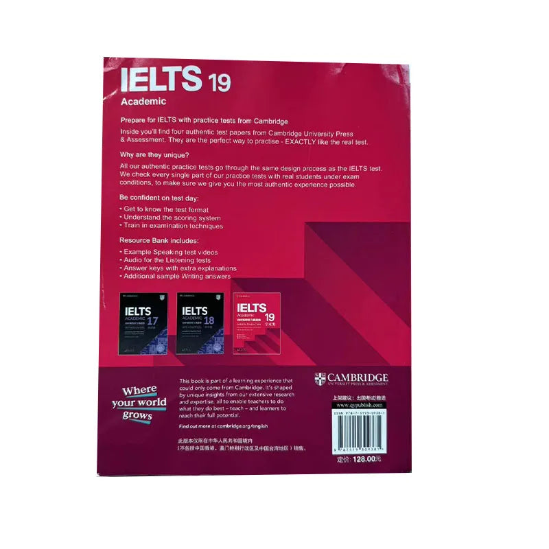 Cambridge English IELTS 19 Academic: Comprehensive Study Book and Workbook with Authentic Practice Tests for Speaking, Listening, Reading, and Writing