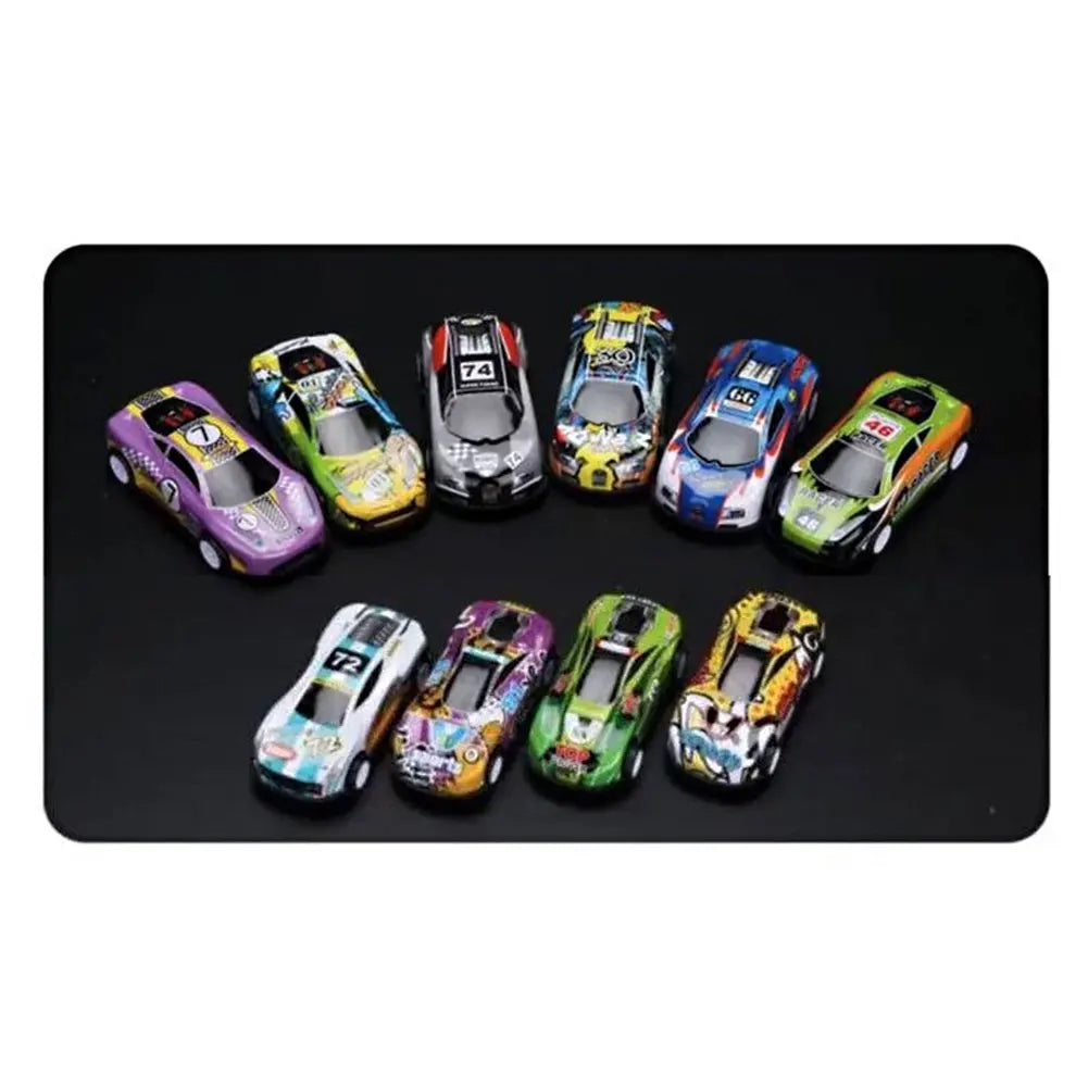 Mini Diecast Car Model Set with Storage Box: Inertia-Powered Vehicles for Kids