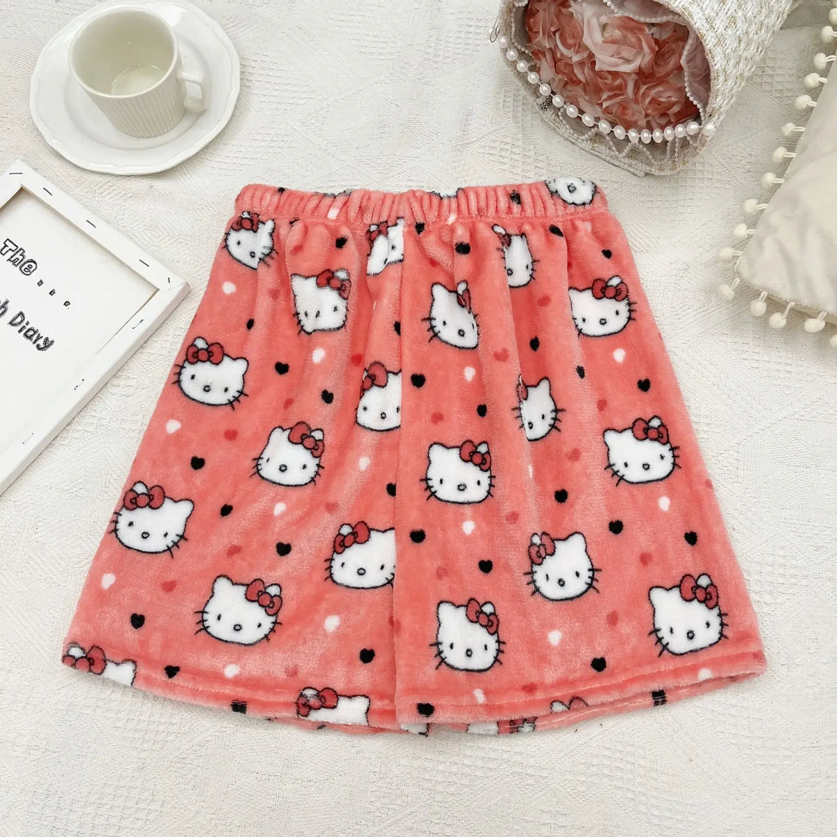 Sanrio Hello Kitty Y2K Kawaii Anime Flannel Pajamas – Women’s Warm Woolen Cartoon Casual Home Pants