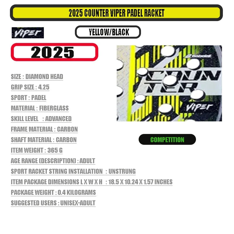 Professional-Grade Padel Tennis Racket | Lightweight Carbon Fiber Frame with Soft EVA Face