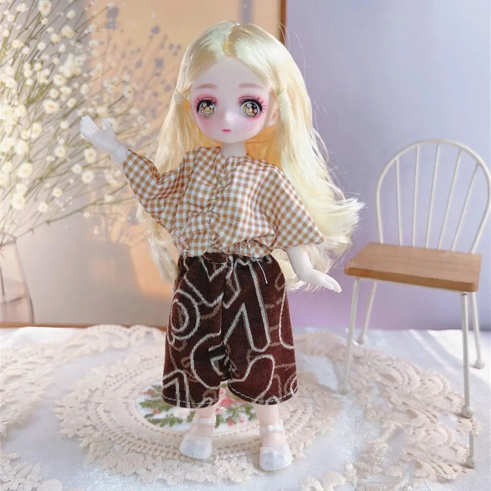 23cm BJD Doll with 3D Eyes and Movable Joints, DIY Dress-Up Doll with Clothes, Birthday Gift for Girls