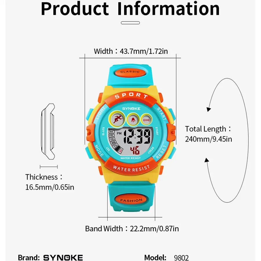 Kids Digital Sport Watch – Colorful Waterproof Electronic Watch for Boys &amp; Girls