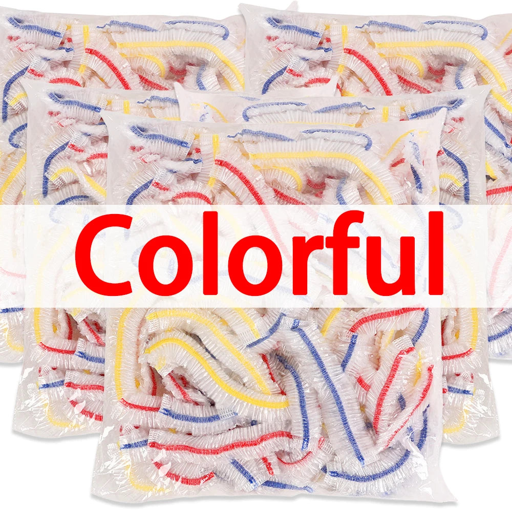 500/50 Pcs Disposable Food Covers: Elastic Plastic Shower Cap Food Grade Storage Bags for Fruits and Kitchen Organization