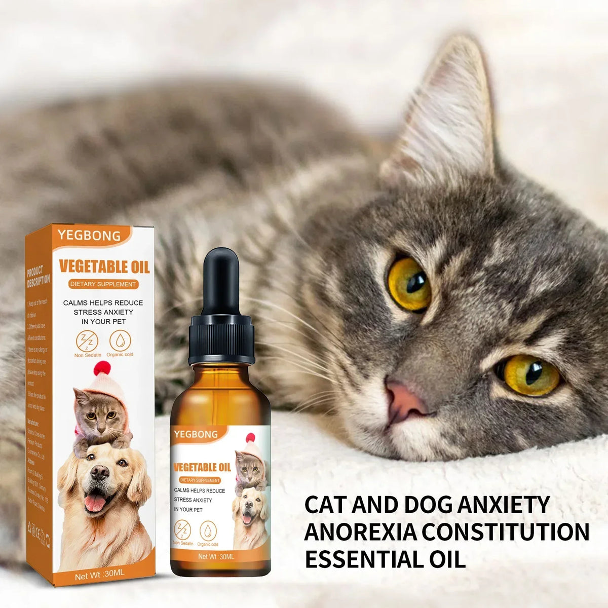 Natural Organic Calming Drops: Essential Oil Blend for Pet Anxiety Relief and Skin Health