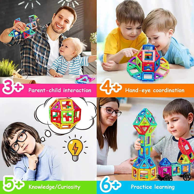 Magnetic Building Blocks Set: Big &amp; Mini Sizes for Creative Construction Play